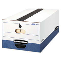 Fellowes LIBERTY Plus Heavy-Duty Strength Storage Boxes, Legal Files, 15.25 in x 24.13 in x 10.75 in, White/Blue, 12/Carton