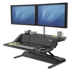 Fellowes Lotus DX Sit-Stand Workstation, 32.75 in x 24.25 in x 5.5 in to 22.5 in, Black