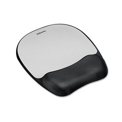 Fellowes Memory Foam Mouse Pad with Wrist Rest, 7.93 x 9.25, Black/Silver