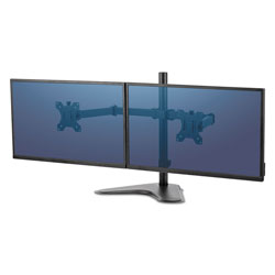 Fellowes Professional Series Freestanding Dual Horizontal Monitor Arm, For 30 in Monitors, 35.75 in x 11 in x 18.25 in, Black, Supports 17 lb