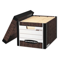 Fellowes R-KIVE Heavy-Duty Storage Boxes, Letter/Legal Files, 12.75 in x 16.5 in x 10.38 in, Woodgrain, 12/Carton