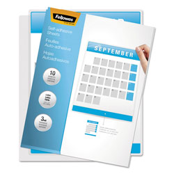 Fellowes Self-Adhesive Laminating Sheets, 3 mil, 9.25 in x 12 in, Gloss Clear, 50/Box