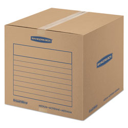 Fellowes SmoothMove Basic Moving Boxes, Regular Slotted Container (RSC), Medium, 18 in x 18 in x 16 in, Brown/Blue, 20/Bundle