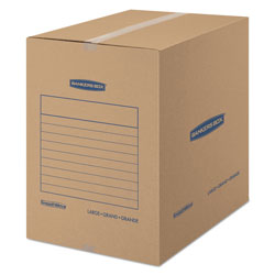 Fellowes SmoothMove Basic Moving Boxes, Regular Slotted Container (RSC), Large, 18 in x 18 in x 24 in, Brown/Blue, 15/Carton