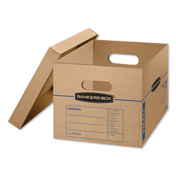 Fellowes SmoothMove Classic Moving/Storage Boxes, Half Slotted Container (HSC), Small, 12 in x 15 in x 10 in, Brown/Blue, 15/Carton
