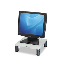 Fellowes Standard Monitor Riser, For 21 in Monitors, 13.38 in x 13.63 in x 2 in to 4 in, Platinum/Graphite, Supports 60 lbs