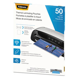 Fellowes Thermal Laminating Pouches, 3 mil, 9 in x 11.5 in, Matte Clear, 50/Pack