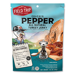 Field Trip® Turkey Jerky, Cracked Pepper Turkey, 2.2 oz Bag, 12 Bags/Carton
