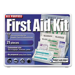 First Aid Only All-Purpose First Aid Kit, 21 Pieces, 4 3/4 x 3 x 1/2, Blue/White