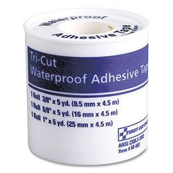 First Aid Only Tri-Cut Waterproof-Adhesive Medical Tape with Dispenser, Tri-Cut Width (0.38 in, 0.63 in, 1 in), 5 yds Long