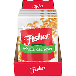 Fisher Premium Whole Cashews - No Artificial Color, No Artificial Flavor - Sea Salt - 6 / Carton