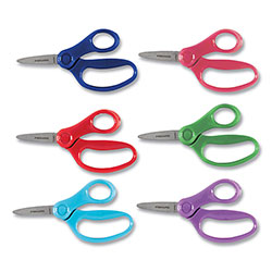 Fiskars Kids Scissors, Pointed Tip, 5 in Long, 1.75 in Cut Length, Straight Handles, Randomly Assorted Colors