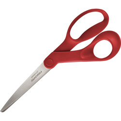 Fiskars Left-hand 8 in Bent Scissors, 3.30 in Cutting Length, 8 in Overall Length, Left, Stainless Steel, Bent Tip, Orange