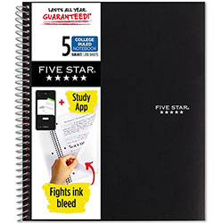 Five Star® Notebook - 5 Subject(s) - 200 Sheets - Wire Bound - College Ruled - 3 Hole(s) - 8 1/2 in x 11 in - Blue Cover