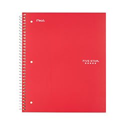 Five Star® Wirebound Notebook, 1 Subject, Wide/Legal Rule, Red Cover, 10.5 x 8, 100 Sheets
