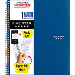 Five Star® Wirebound Notebook - 1 Subject(s)100 Pages - Wire Bound - College Ruled - 8 1/2 in x 11 in - Blue Cover