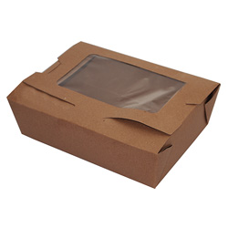 Fold-Pak BioPlus #3 Take Out Carton with Window, Kraft