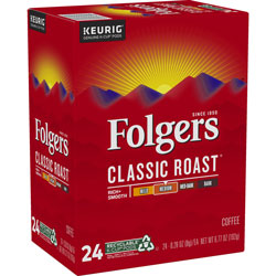Folgers K-Cup Classic Roast Coffee - Compatible with Keurig Brewer - Classic/Medium - 24 / Box