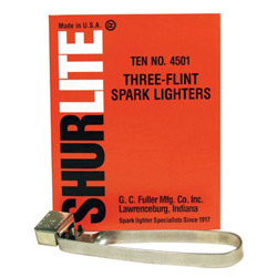 G.C. Fuller Shurlite® Spark Lighter, Three-Flint Lighter with Attached Flints