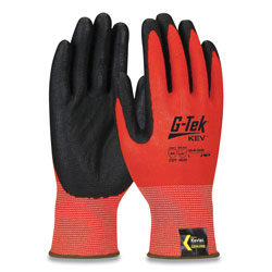 G-Tek® KEV Hi-Vis Seamless Knit Kevlar Gloves, X-Large, Red/Black