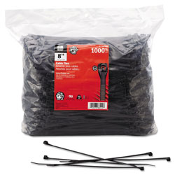 Gardner Bender Standard Cable Ties, 75 lb Tensile Strength, 8 in, Ultraviolet Black, 1,000/Bag