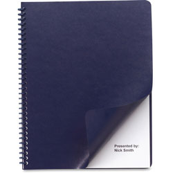 GBC® Leather Look Presentation Covers for Binding Systems, 11.25 x 8.75, Navy, 100 Sets/Box