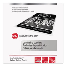 GBC® UltraClear Thermal Laminating Pouches, 5 mil, 9 in x 11.5 in, Gloss Clear, 100/Box