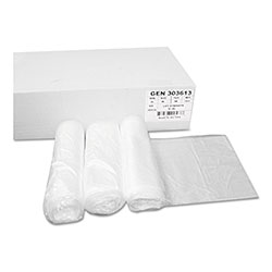 GEN High Density Can Liners, 30 gal, 10 mic, 30 in x 36 in, Natural, 25 Bags/Roll, 20 Rolls/Carton