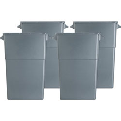 Genuine Joe 23-gallon Slim Waste Container, 23 gal Capacity, 30 in, x 20 in x 11 in Depth, Gray, 4/Carton
