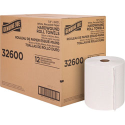 Genuine Joe Hardwound Roll Paper Towels - 12 in x 600 ft - White - Paper - Absorbent - For Restroom - 1 / Carton