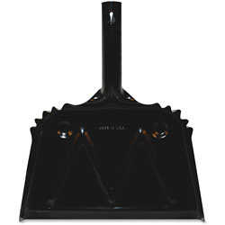 Genuine Joe Heavy-Duty Metal Dustpan, 12 in, 12/CT, Black
