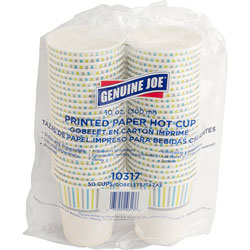 Genuine Joe Paper Cups, Hot, 10 oz, 3-1/2 inx7-1/10 inx10-1/2 in, 50/PK