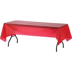 Genuine Joe Plastic Tablecover, 54 in x 108 in, 24/CT, Red