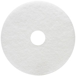 Genuine Joe Polishing Floor Pad - 5/Carton - Round x 14 in Diameter - Polishing - 175 rpm to 800 rpm Speed Supported - Durable, Long Lasting, Resilient, Non-abrasive - Fiber - White