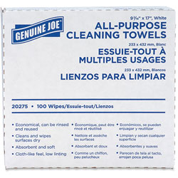 Genuine Joe Reusable Cleaning Towel, White, Box of 100