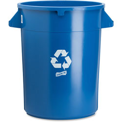 Genuine Joe Trash Container, Heavy-duty, 32 Gallon, Blue