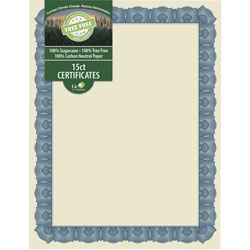 Geographics Award Certificates, 8.5 x 11, Natural with Blue Braided Border, 15/Pack