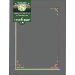 Geographics Certificate/Document Cover, 9.75 in x 12.5 in, Gray With Gold Foil, 5/Pack