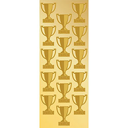 Geographics Gold Foil Trophy Seals - 1.25 in Diameter - Self-adhesive - Gold, Assorted - 45 / Pack