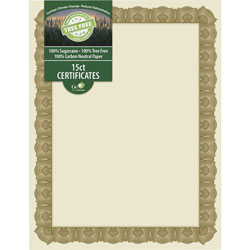 Geographics Tree Free Award Certificates, 8.5 x 11, Natural with Gold Braided Border, 15/Pack