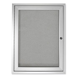 Ghent MFG 1 Door Enclosed Vinyl Bulletin Board with Satin Aluminum Frame, 18 x 24, Silver Surface
