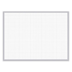 Ghent MFG 1 x 1 Grid Magnetic Whiteboard, 48.5 x 36.5, White/Gray Surface, Satin Aluminum Frame