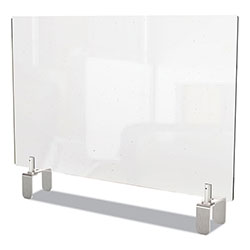 Ghent MFG Clear Partition Extender with Attached Clamp, 42 x 3.88 x 24, Thermoplastic Sheeting