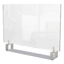 Ghent MFG Clear Partition Extender with Attached Clamp, 42 x 3.88 x 30, Thermoplastic Sheeting