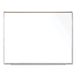 Ghent MFG Magnetic Porcelain Whiteboard w/Satin Aluminum Frame and Map Rail, 72.5 x 60.47, White Surface