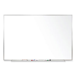 Ghent MFG Magnetic Porcelain Whiteboard with Satin Aluminum Frame, 72.5 x 48.5, White Surface