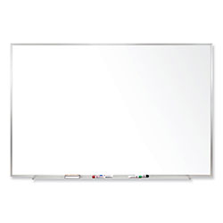 Ghent MFG Magnetic Porcelain Whiteboard with Satin Aluminum Frame, 96.5 x 48.5, White Surface