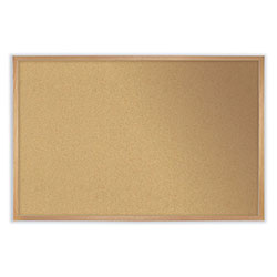 Ghent MFG Natural Cork Bulletin Board with Frame, 36 x 24, Tan Surface, Natural Oak Frame