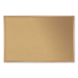 Ghent MFG Natural Cork Bulletin Board with Frame, 120.5 x 48.5, Tan Surface, Oak Frame