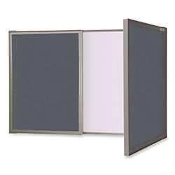 Ghent MFG VisuALL PC Whiteboard Cabinet, Gray Fabric Bulletin Board Exterior Doors, 36x24, Aluminum Frame